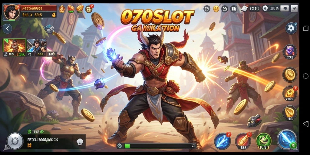 Tampilan gameplay menegangkan di 070SLOT saat melawan musuh.