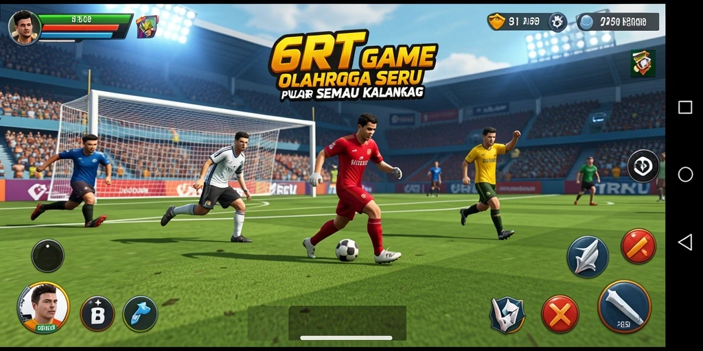 Tampilan gameplay seru dari 6RT dengan aksi pertandingan yang mendebarkan.