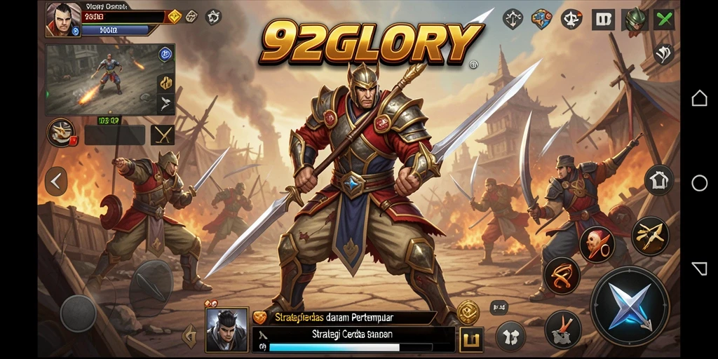 Tampilan gameplay seru di 92GLORY dengan pertarungan strategi.