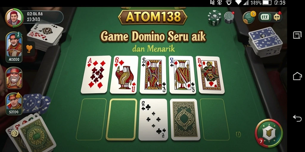 Tampilan gameplay ATOM138 yang seru dan menarik saat bermain Domino.