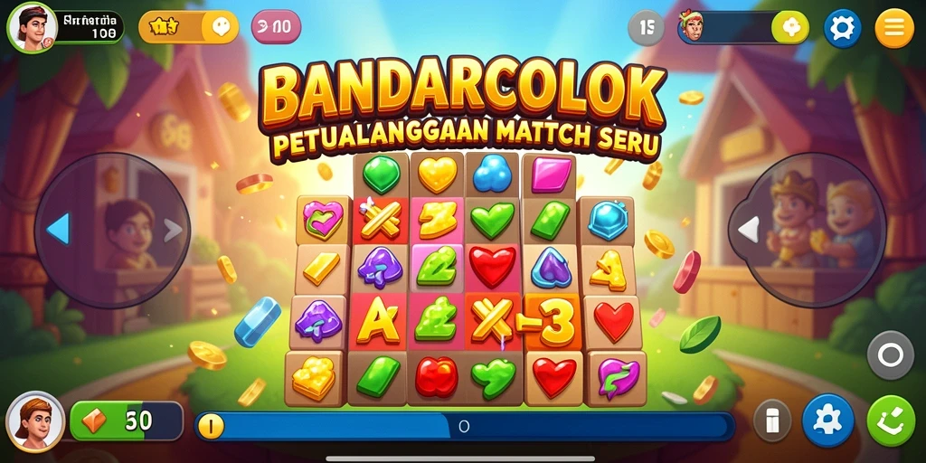 Tampilan gameplay BANDARCOLOK yang menakjubkan dalam permainan Match-3.