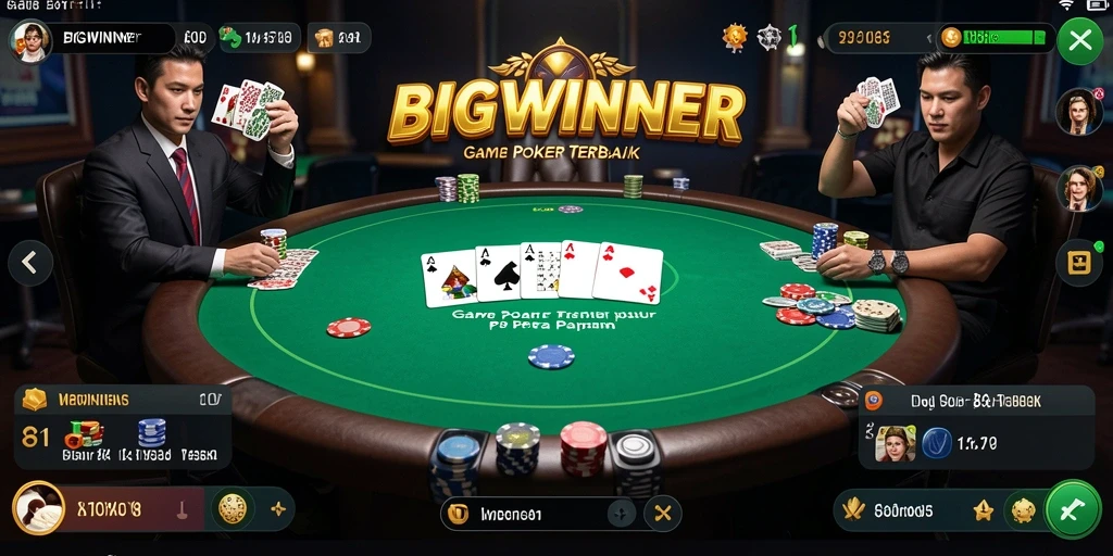 Tampilan gameplay Poker yang mendebarkan di BIGWINNER.