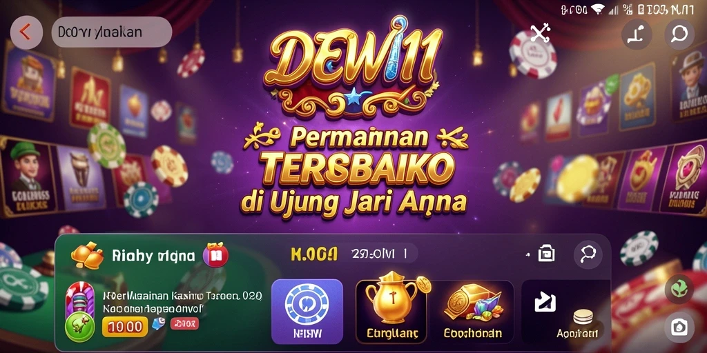 Tampilan gameplay DEWI11 yang menampilkan berbagai permainan Kasino.