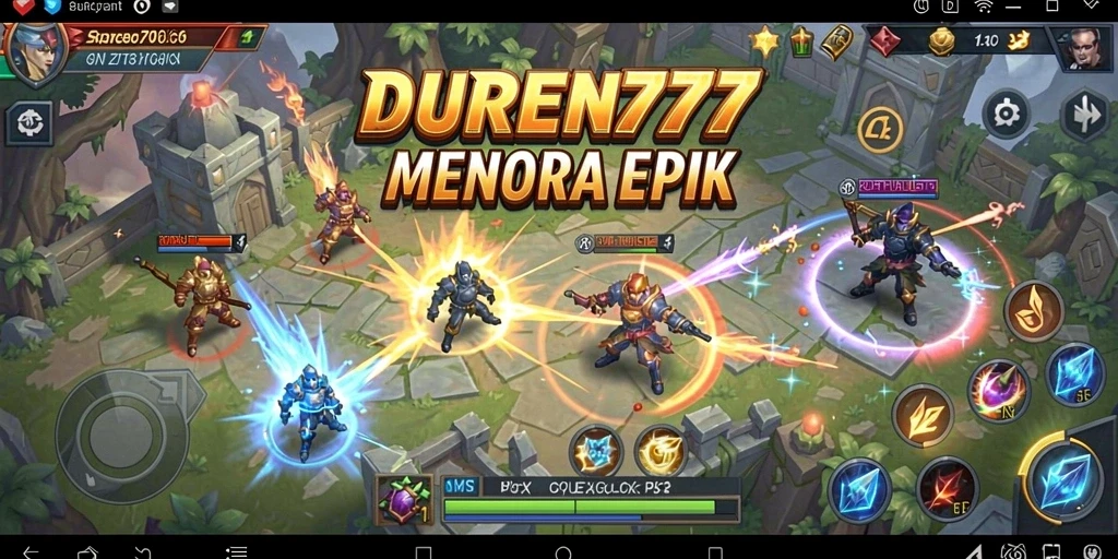 Tampilan menara dan musuh dalam game Tower Defense DUREN777.