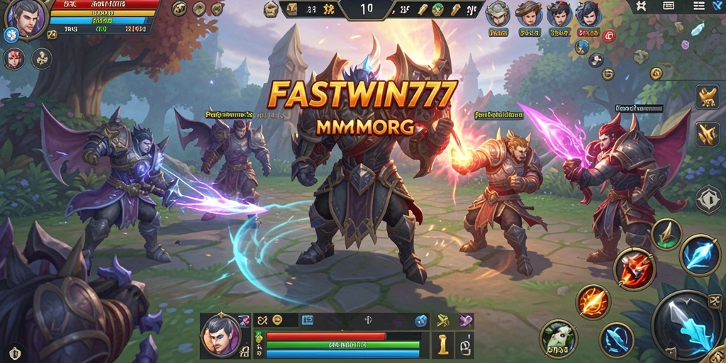 Screenshot dari gameplay <strong>FASTWIN77</strong> menampilkan pertempuran mendebarkan di dunia MMORPG.
