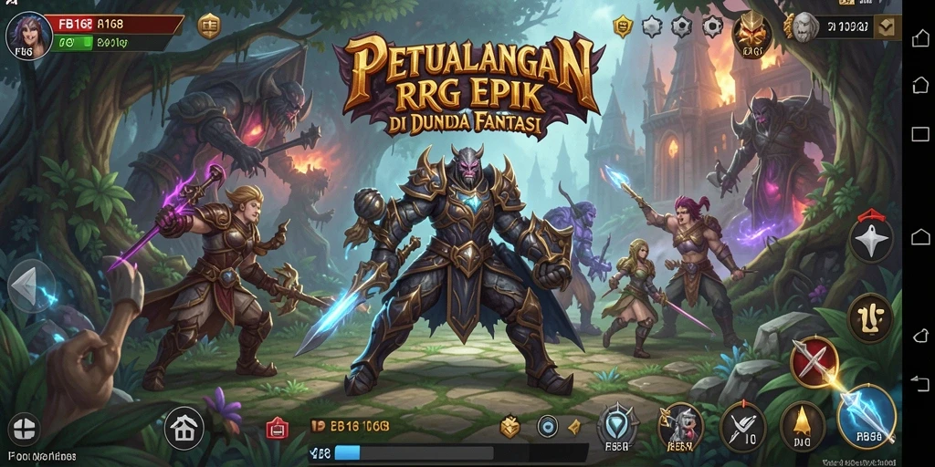 Skrinsut gameplay FB168 menampilkan pertarungan seru antara karakter dan monster.