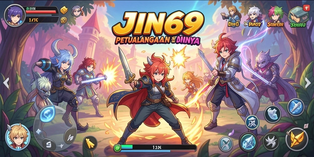 Gameplay seru JIN69 dengan karakter anime yang menarik.