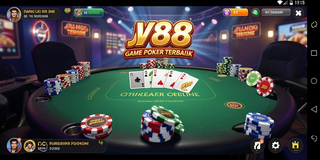 Tampilan gameplay Poker yang mendebarkan dan menarik dari JV88.