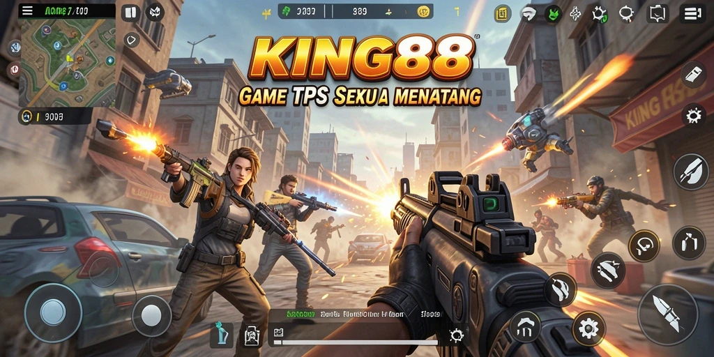 Tampilan gameplay seru dengan berbagai senjata dalam KING88.