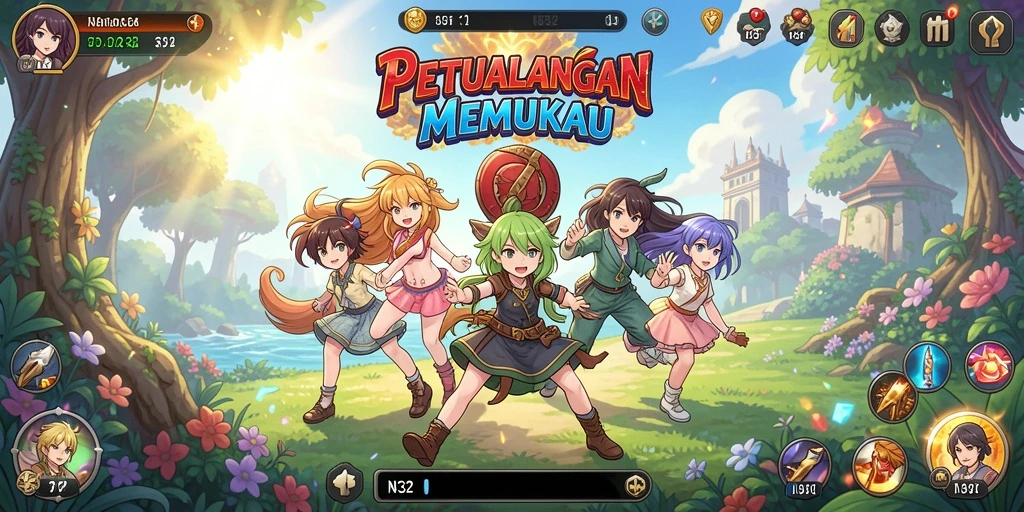 Screeshot N32 menampilkan aksi seru karakter anime dalam petualangan.
