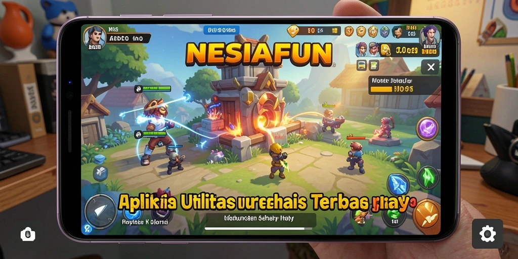 Tangkapan layar utama aplikasi NESIAFUN yang menunjukkan berbagai fungsi utilitas.