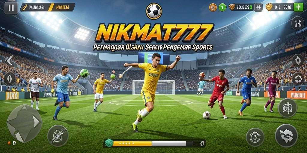 Tampilan utama NIKMAT777 menampilkan aksi seru dari pertandingan olahraga.