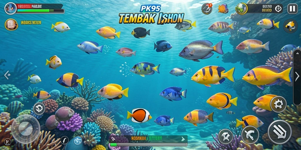 Screenshot gameplay PK95 menampilkan serunya berburu ikan.