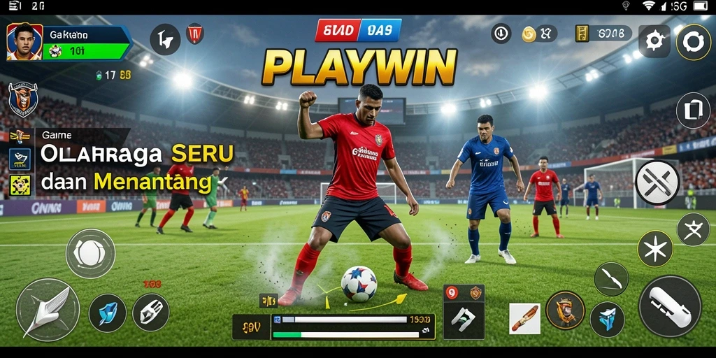 Gambar tampilan gameplay seru di PLAYWIN dengan berbagai olahraga.