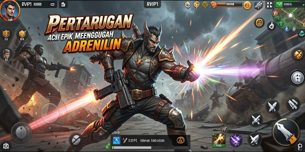 Tampilan layar gameplay penuh aksi di RVIP1.