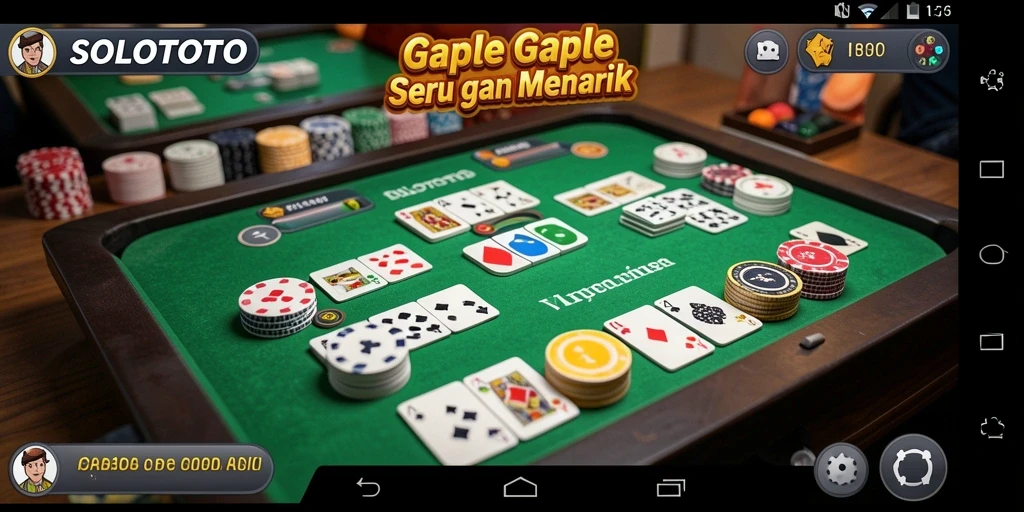 Screenshot SOLOTOTO menampilkan kartu Gaple dan interaksi antar pemain.