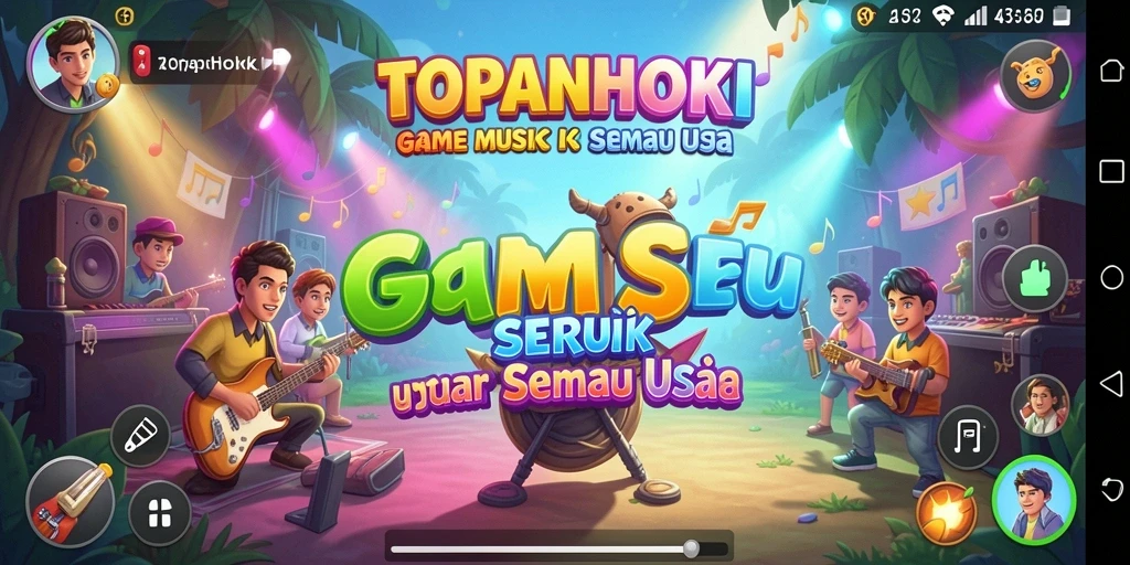 Tampilan gameplay TOPANHOKI yang penuh warna dan dinamis.