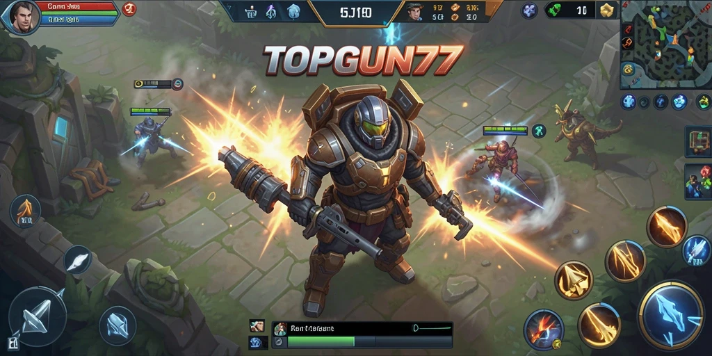 Tampilan seru gameplay MOBA di TOPGUN77