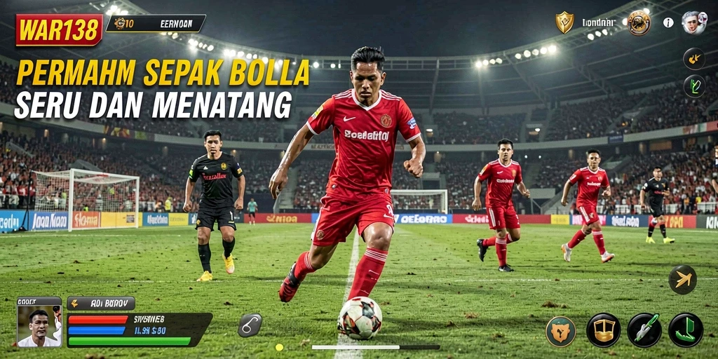 Tangkapan layar dari permainan sepak bola dengan aksi mendebarkan.